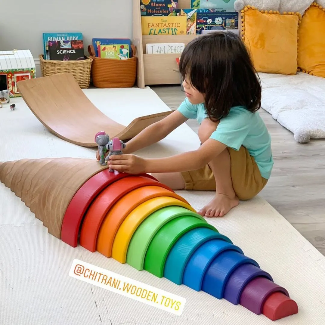 12-Piece Large Rainbow Stacker Natural