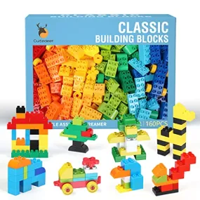 160 Piece Building & Construction Toys for Kids Toddlers, Classic Big Blocks Set Compatible with All Major Brands, STEM Large Building Bricks with Gift Box for All Ages Boys Girls