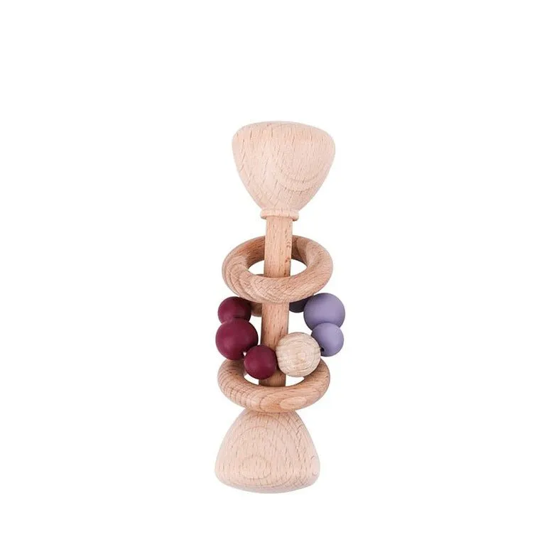 1pc Montessori Beech Wood Baby Rattles