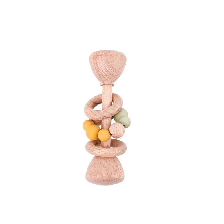 1pc Montessori Beech Wood Baby Rattles