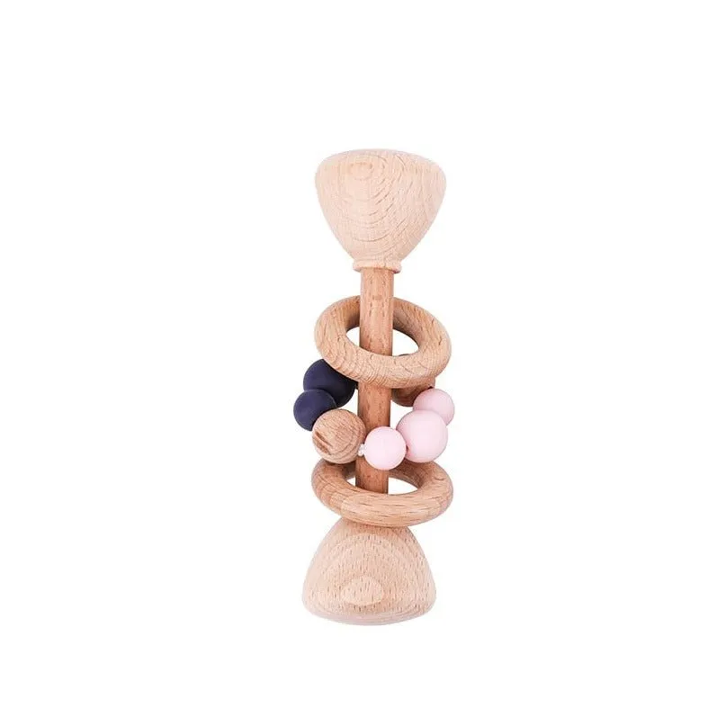 1pc Montessori Beech Wood Baby Rattles