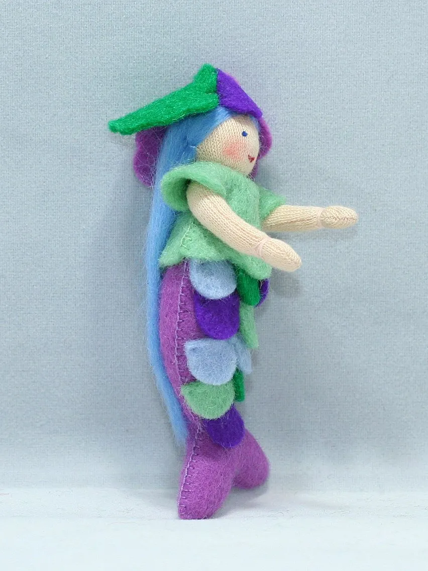 Ambrosius Purple Mermaid Doll(Miniature Bendable Felt Doll)