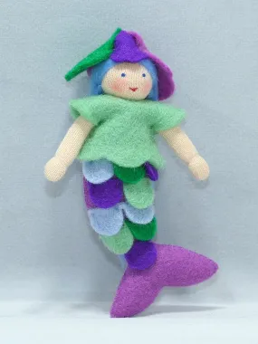Ambrosius Purple Mermaid Doll(Miniature Bendable Felt Doll)