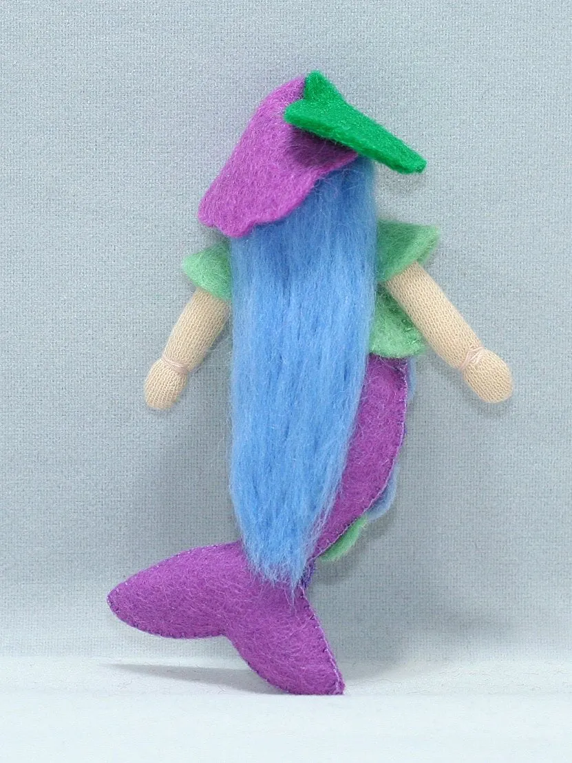 Ambrosius Purple Mermaid Doll(Miniature Bendable Felt Doll)