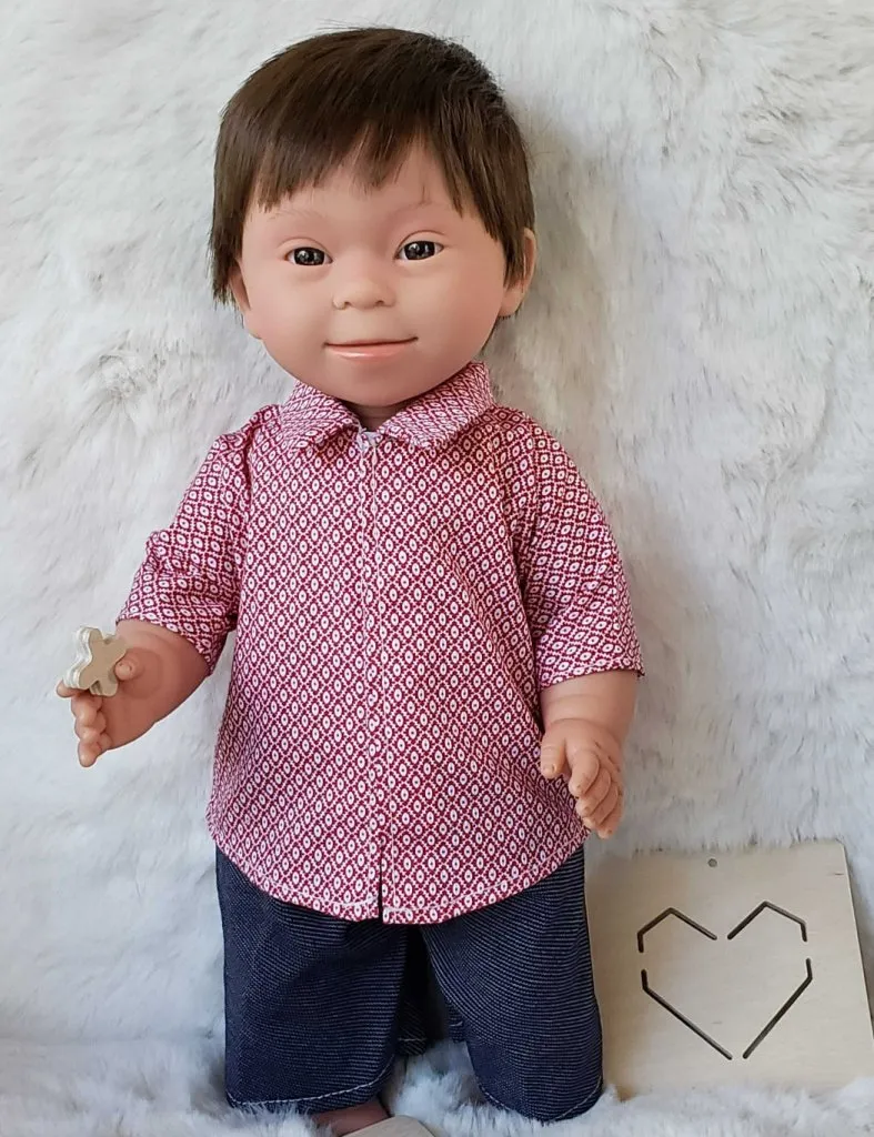 Baby Doll Boy with Down Syndrome - Brunette