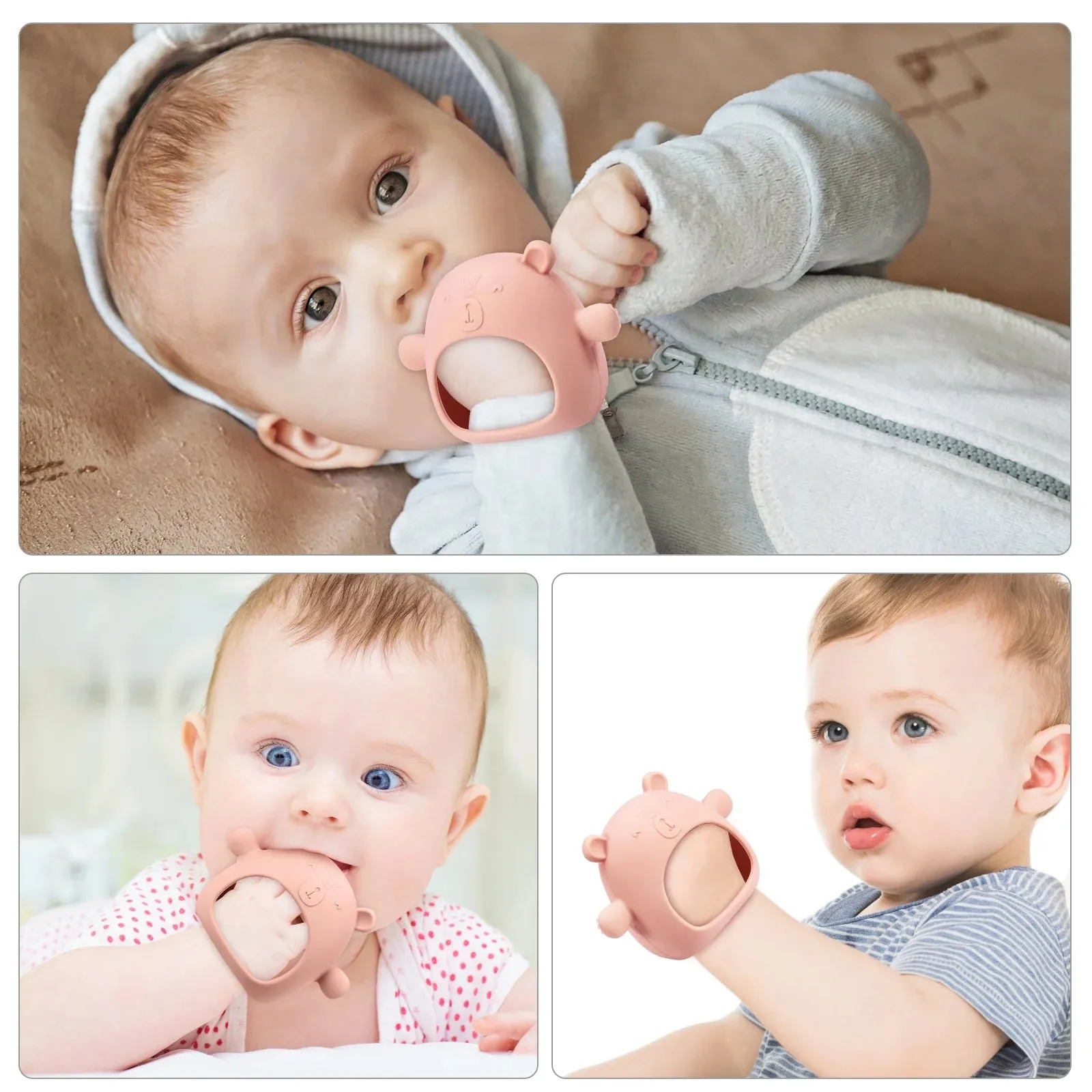 Baby Teething Toy,  Baby Toys Soft Silicone Teething Toys BPA Free Baby Teether Baby Chew Toys for Baby New Born Sucking Needs Baby Pacifier Pink