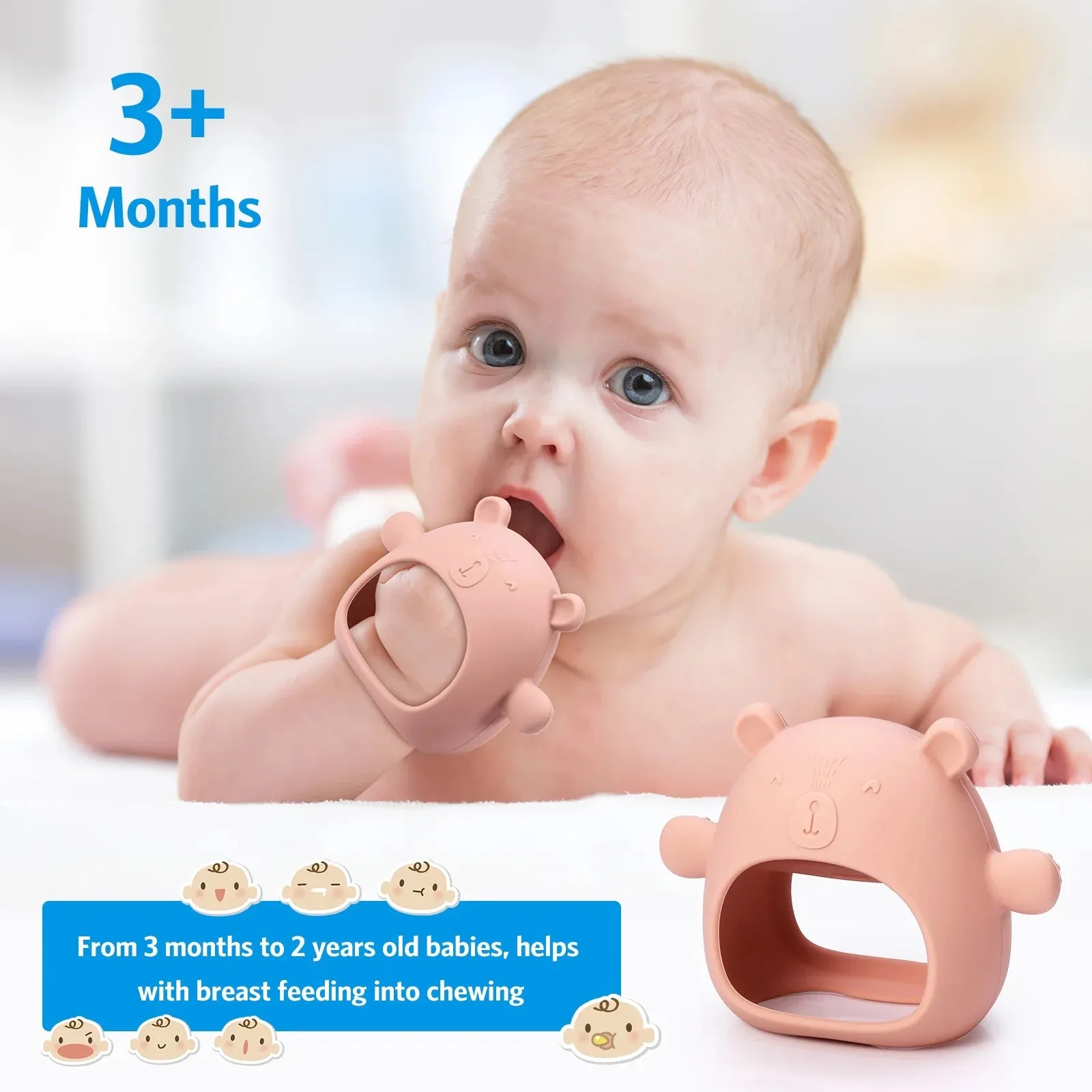 Baby Teething Toy,  Baby Toys Soft Silicone Teething Toys BPA Free Baby Teether Baby Chew Toys for Baby New Born Sucking Needs Baby Pacifier Pink