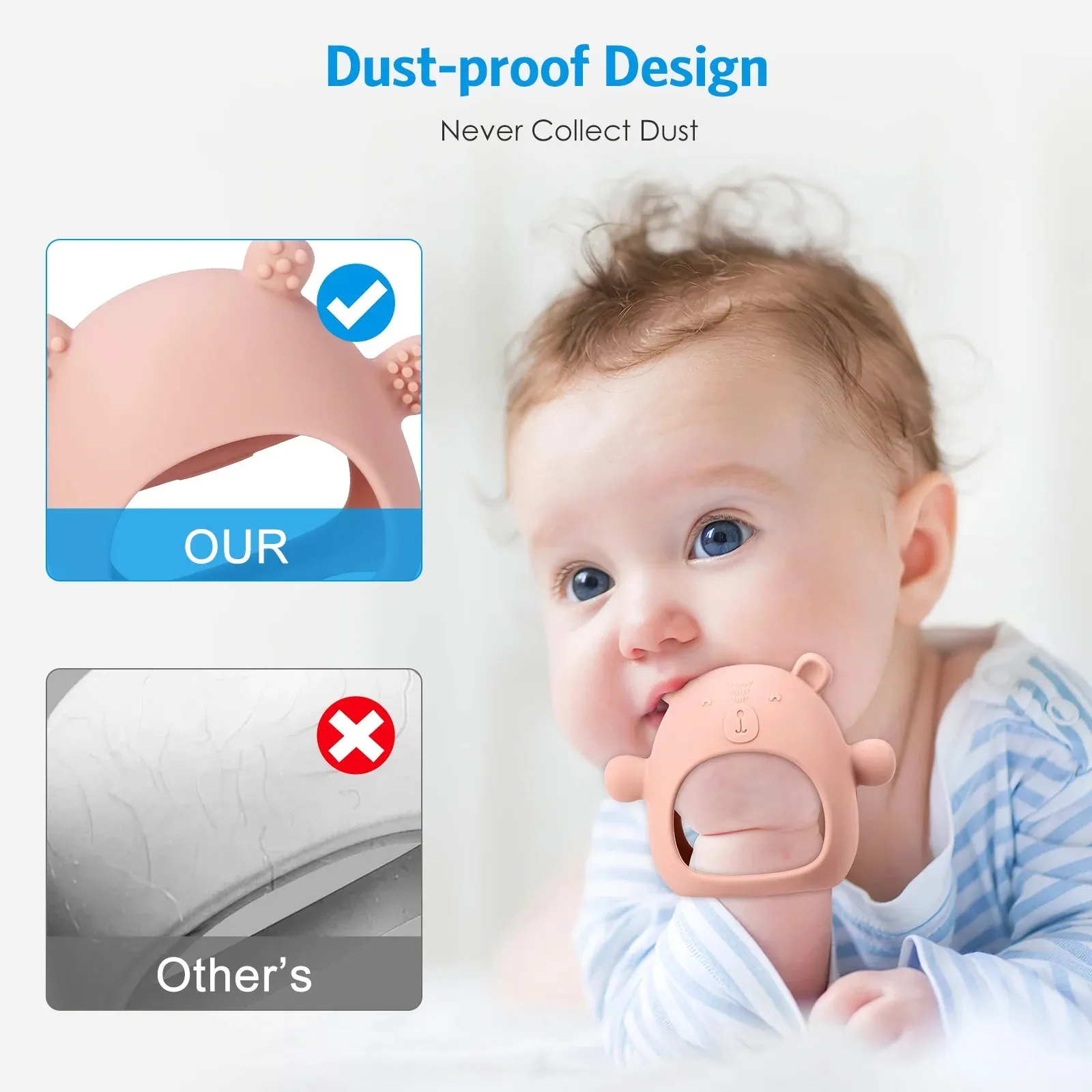 Baby Teething Toy,  Baby Toys Soft Silicone Teething Toys BPA Free Baby Teether Baby Chew Toys for Baby New Born Sucking Needs Baby Pacifier Pink