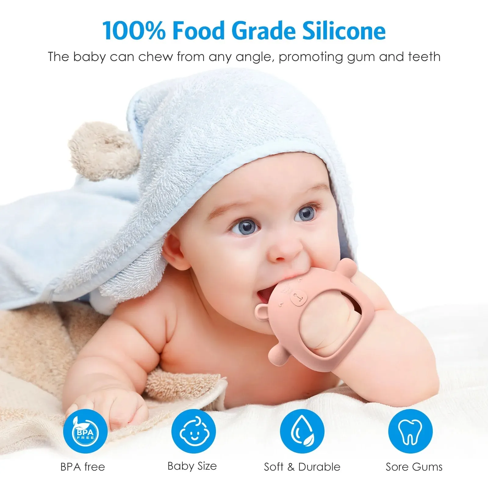 Baby Teething Toy,  Baby Toys Soft Silicone Teething Toys BPA Free Baby Teether Baby Chew Toys for Baby New Born Sucking Needs Baby Pacifier Pink