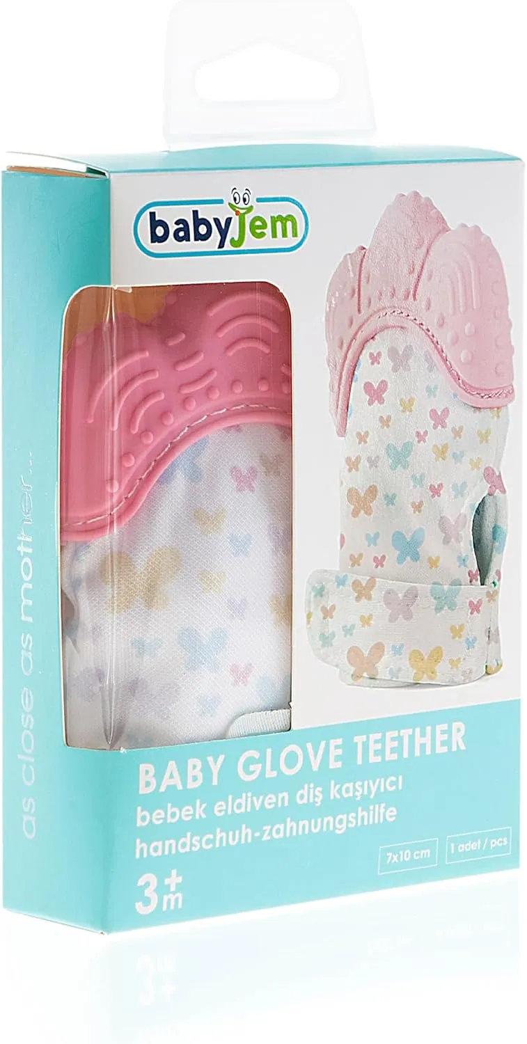 BabyJem Baby Glove Teether, Pink, 3m 