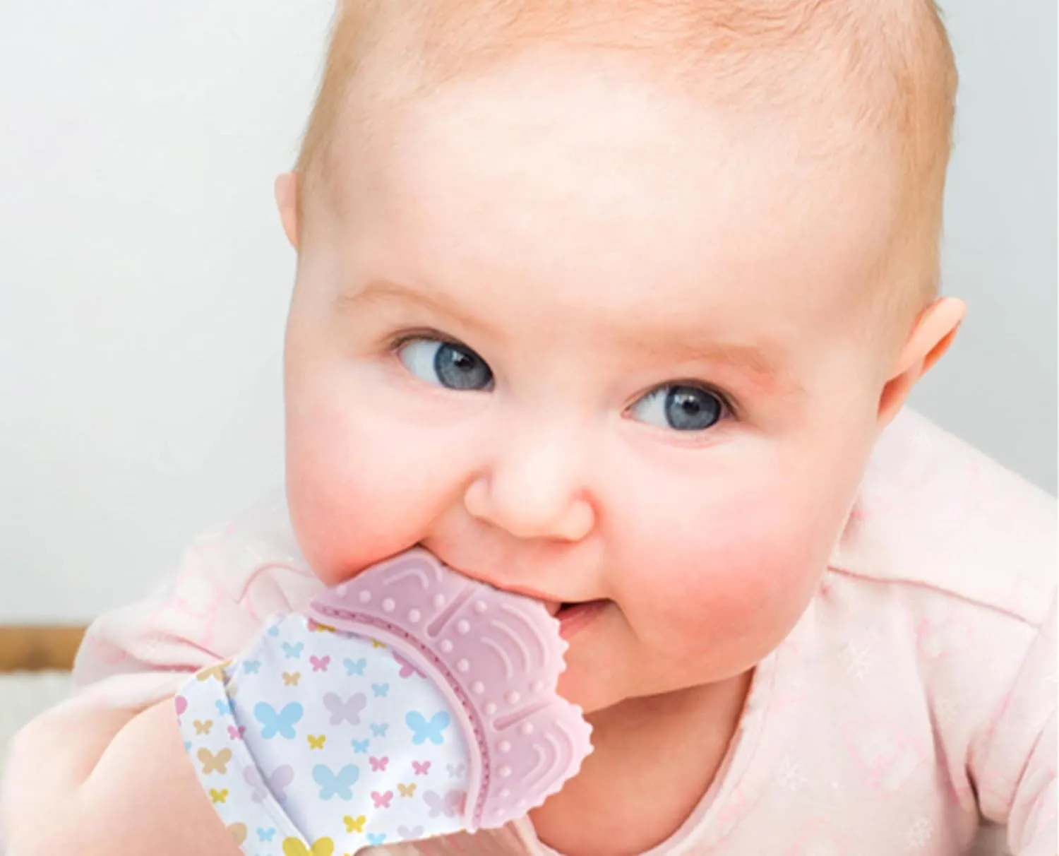 BabyJem Baby Glove Teether, Pink, 3m 