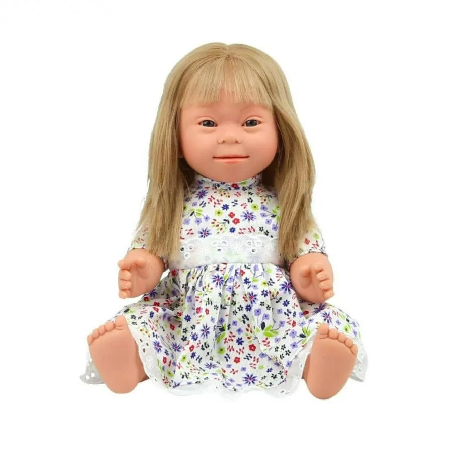 Blonde Baby Doll Girl with Down Syndrome - Long hair