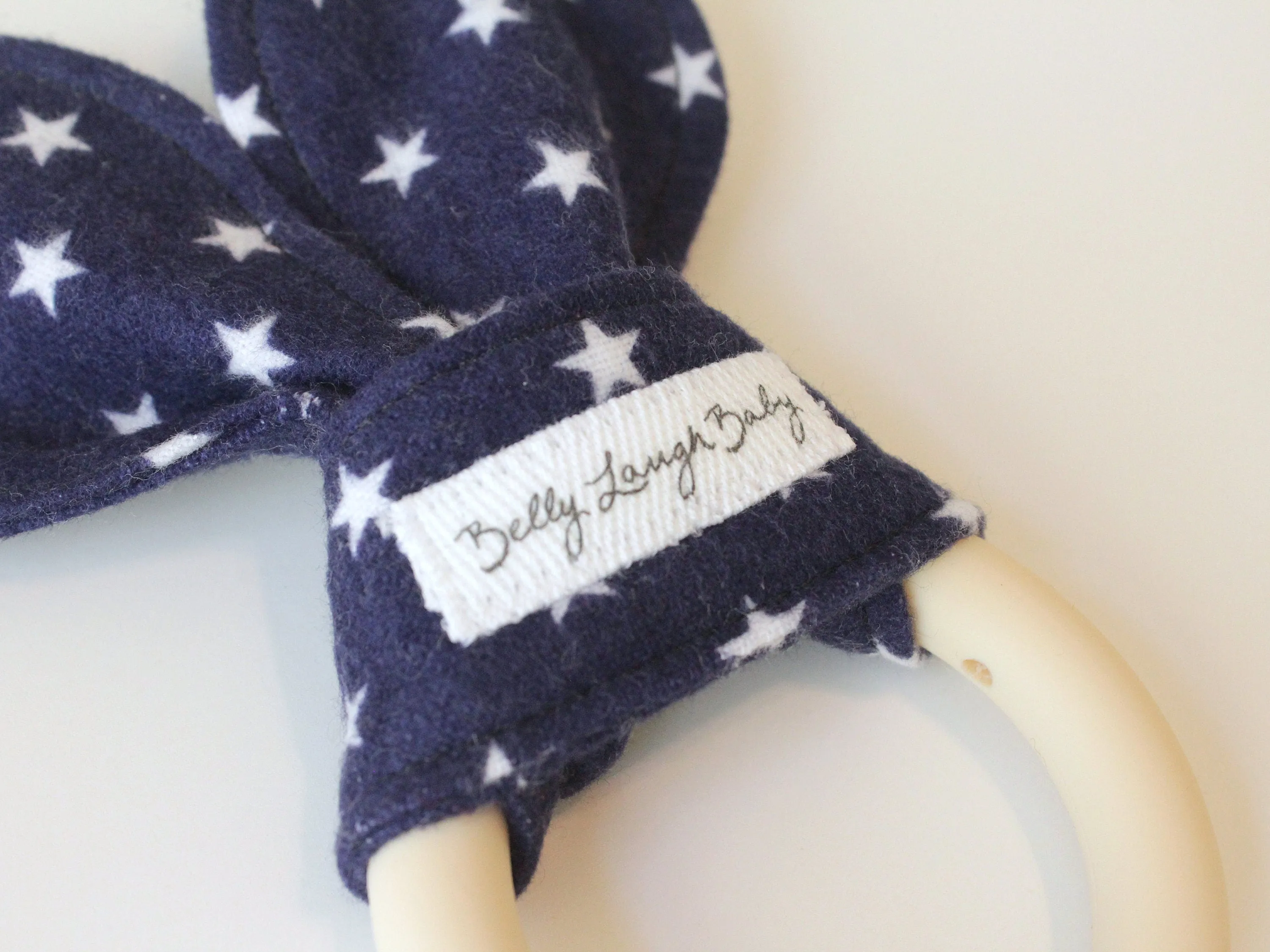Blue Star Silicone Bunny Ear Teether | Gender Neutral Baby Shower Gift Sensory Toy | CPSC Compliant
