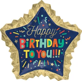 Bright Birthday Blocks 34in Metallic Balloon