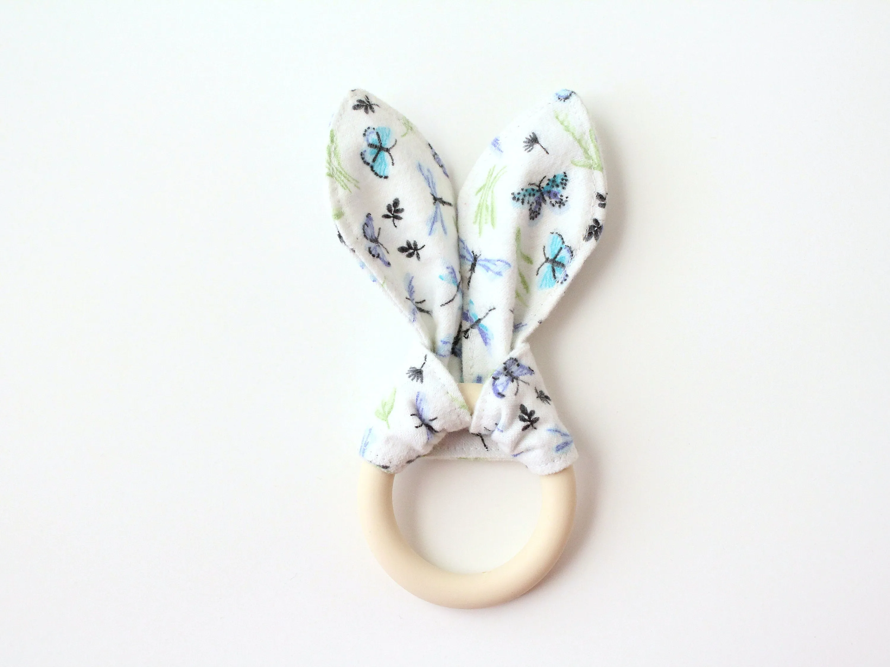 Butterfly Dragonfly Silicone Bunny Ear Teether | Baby Shower Gift Sensory Toy | CPSC Compliant