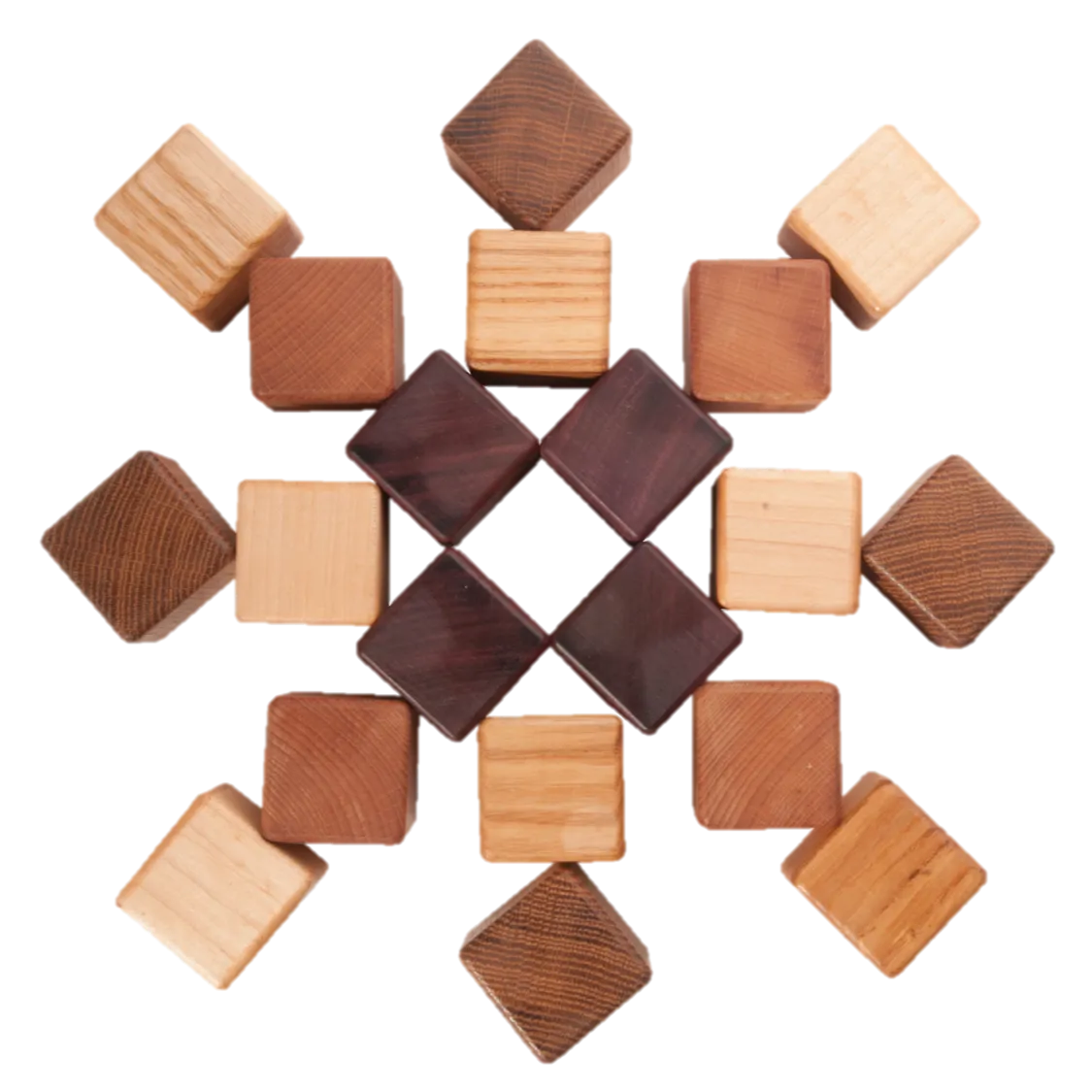 Classic Wooden Blocks for toddlers from 5 types of wood, 20- pieces