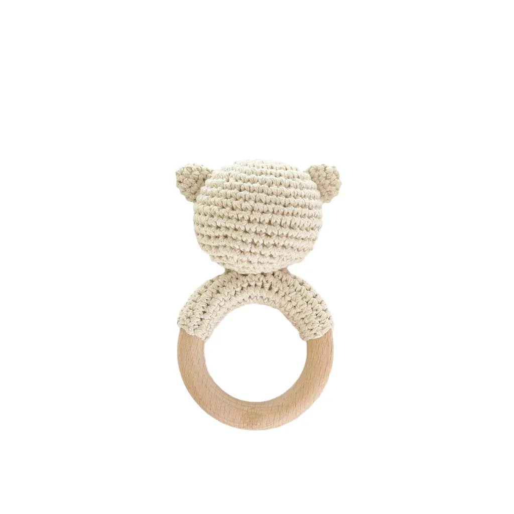 Cotton Crochet Rattle Teether - Bear by The Blueberry Hill