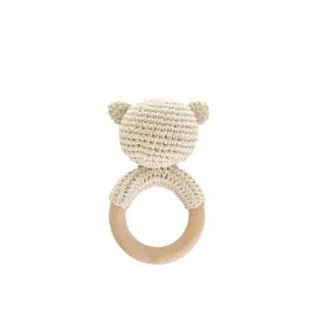 Cotton Crochet Rattle Teether - Bear by The Blueberry Hill