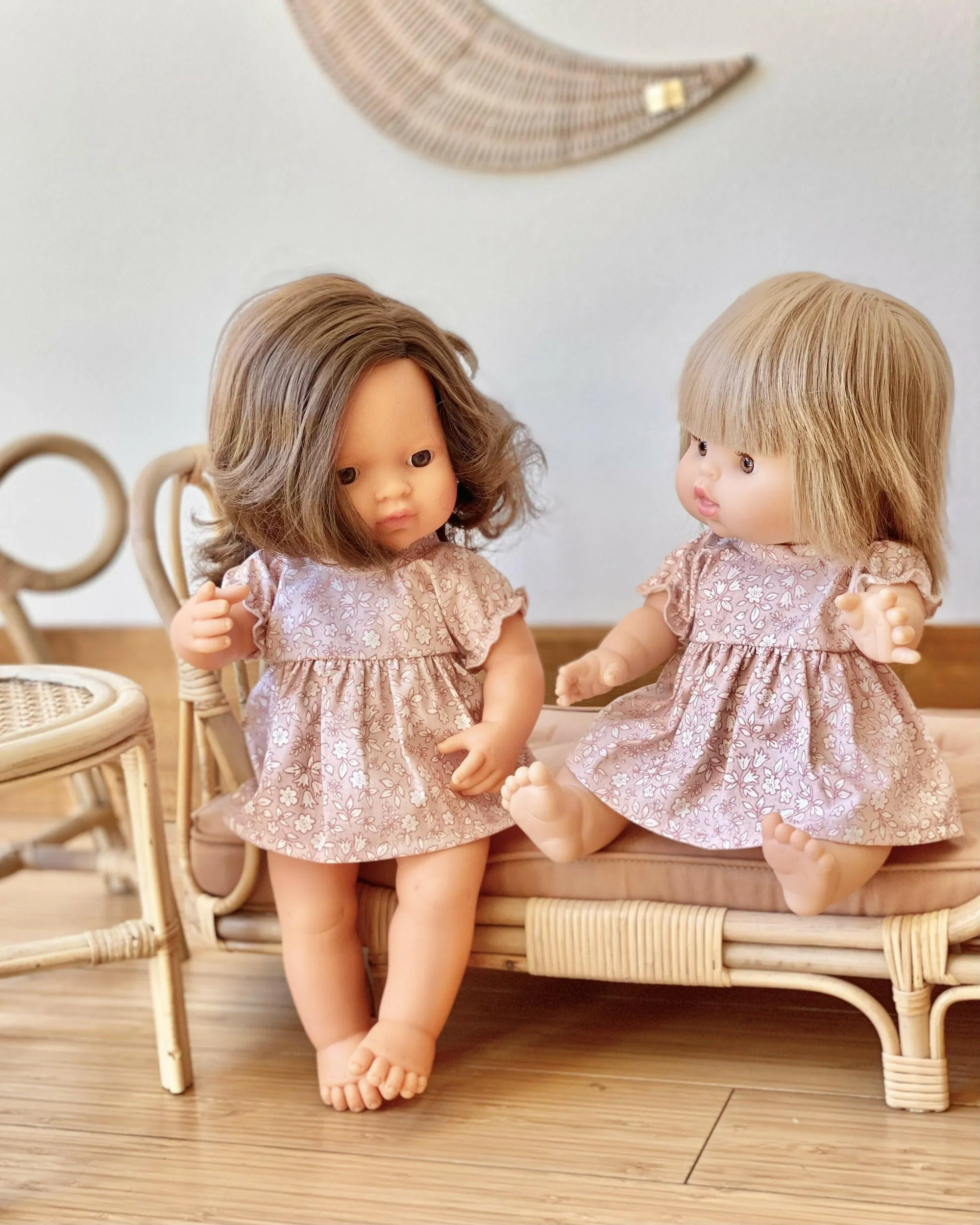 Doll Dress - Boho Floral Pink