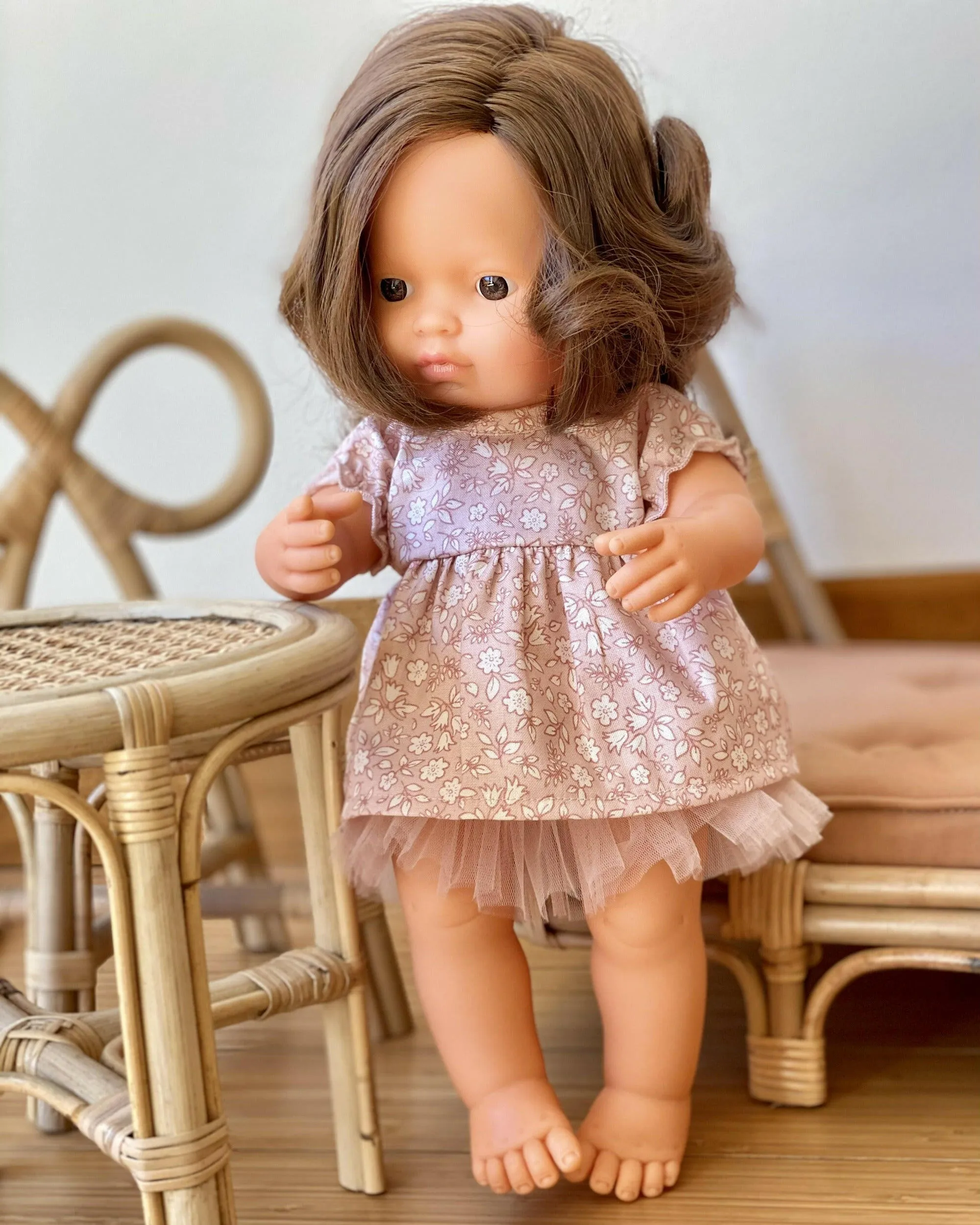 Doll Dress - Boho Floral Pink