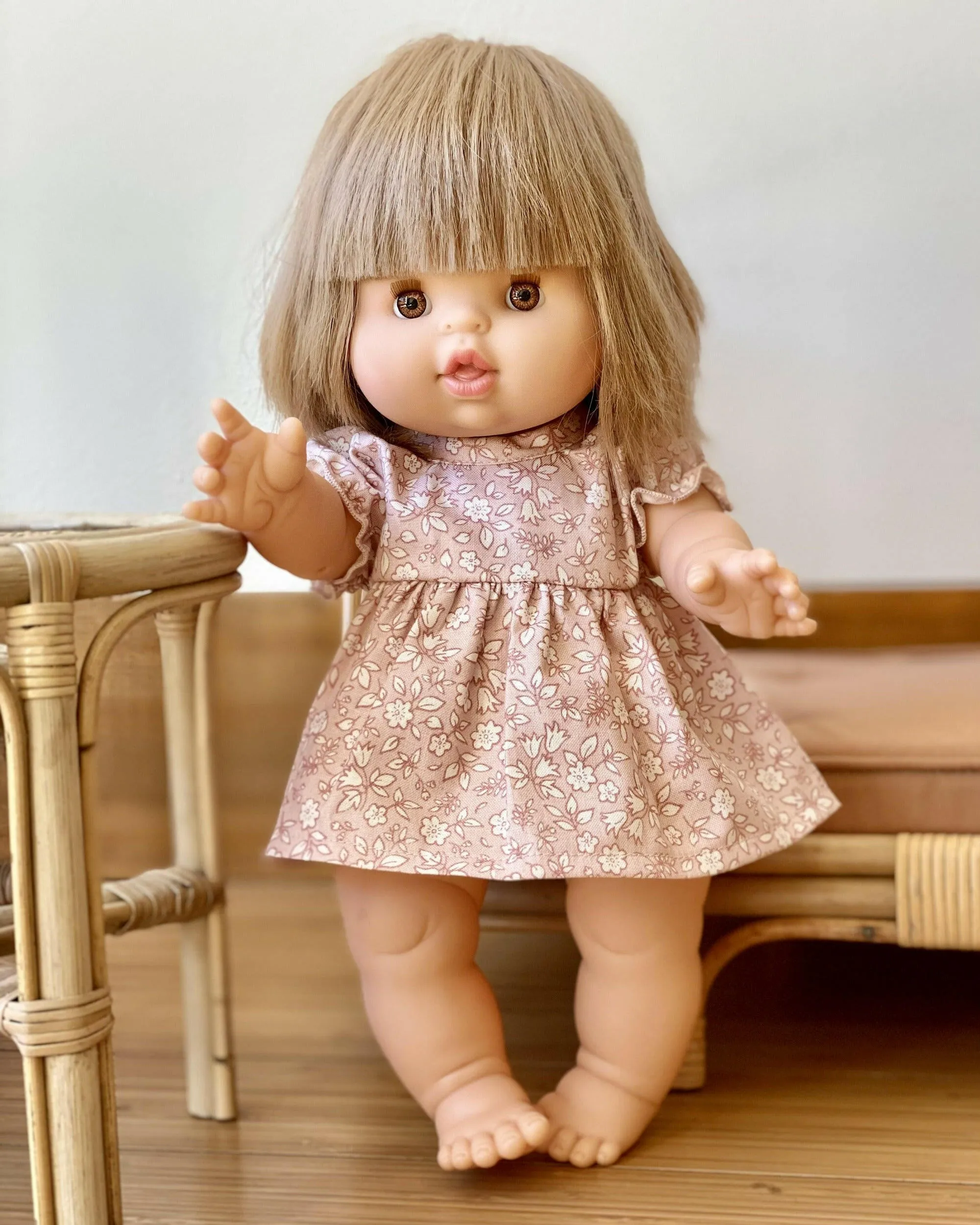 Doll Dress - Boho Floral Pink