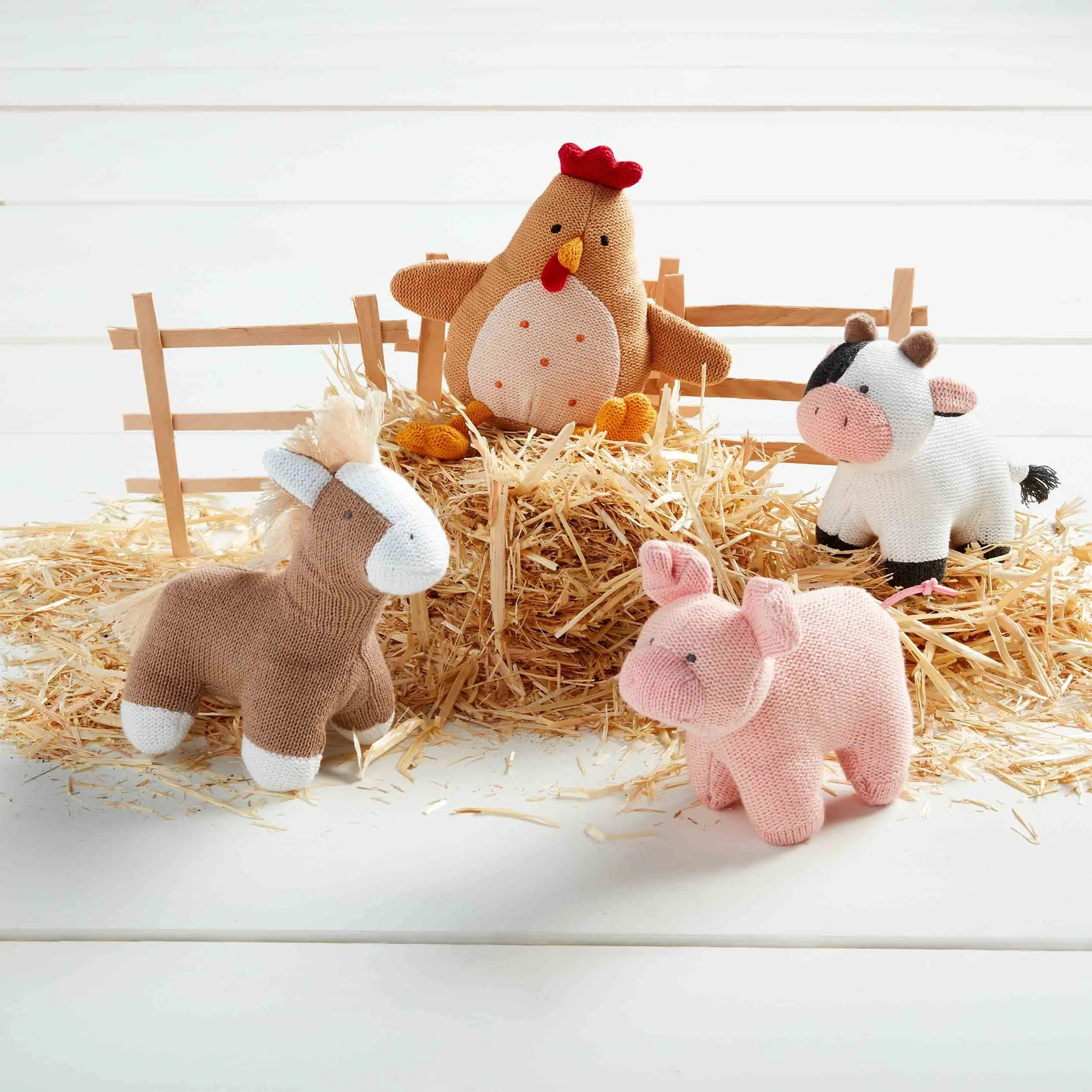 Farm Animal Knit Rattle - Rooster