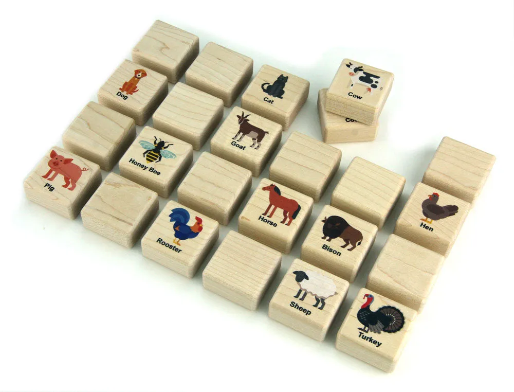 Farm Animals Color Wooden Matching Game - 24 pc Set