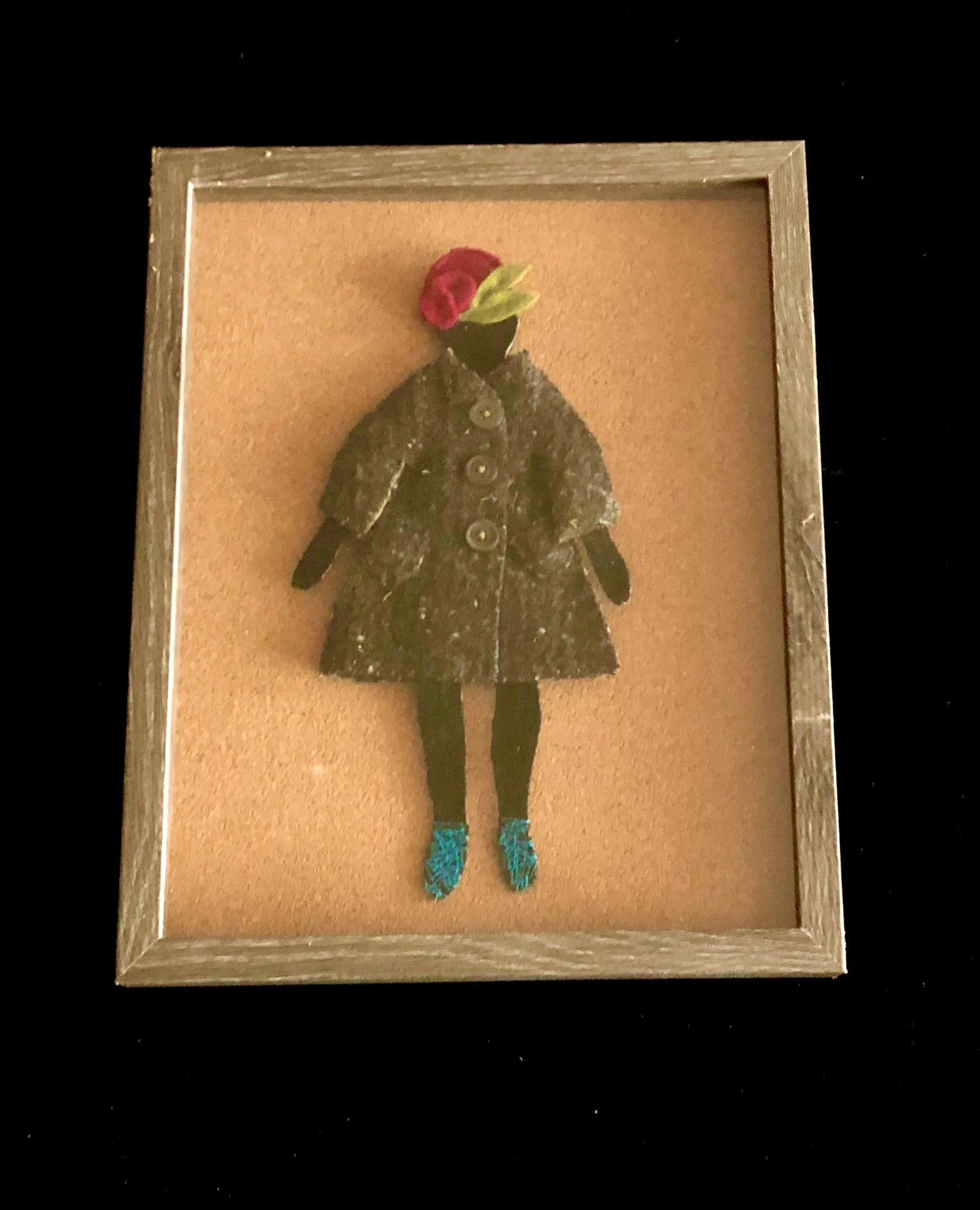 Flat Wool Doll wih Stitched body, Coat and Hat
