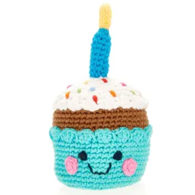 Friendly Cupcake With Candle - Blue