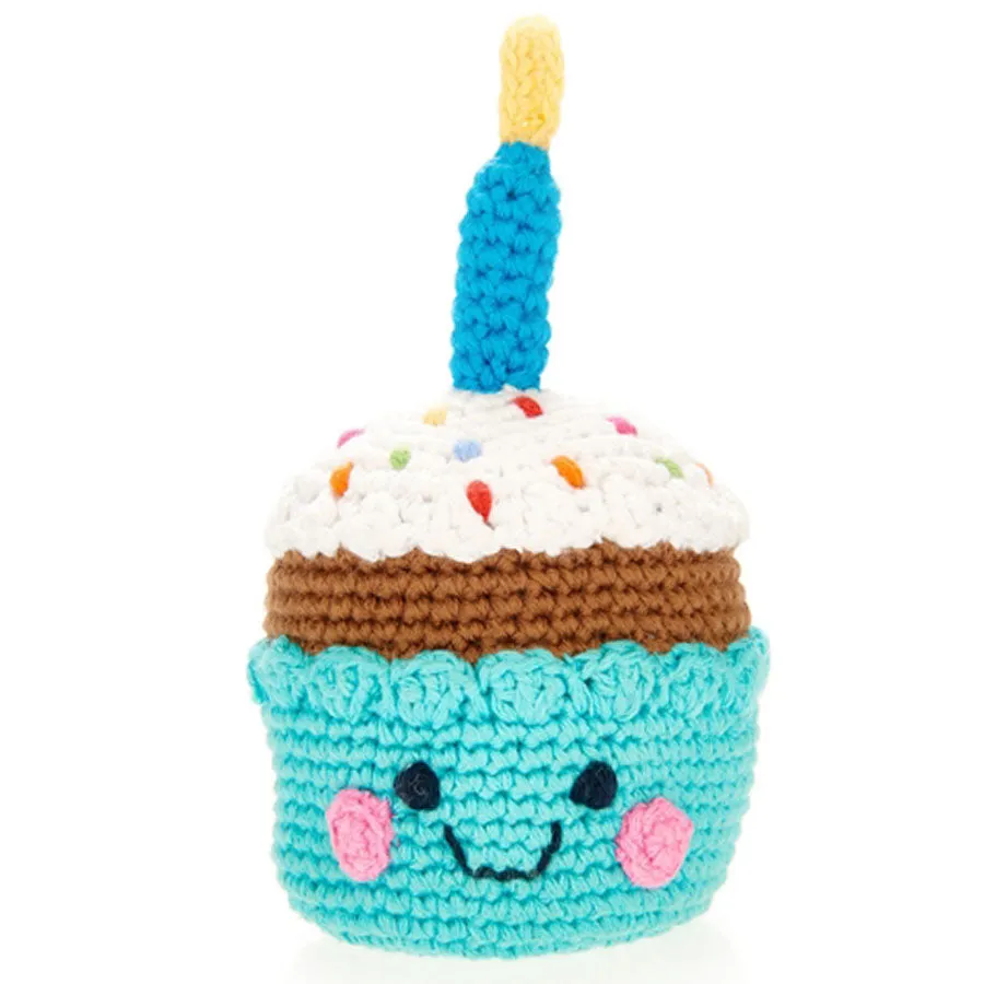 Friendly Cupcake With Candle - Blue