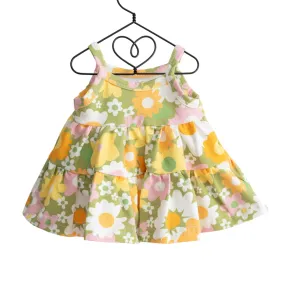 Green 60s Flower Power 18 Inch Doll Dress