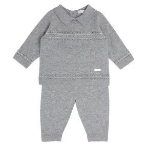 Grey Contrast Stitch Trouser Set