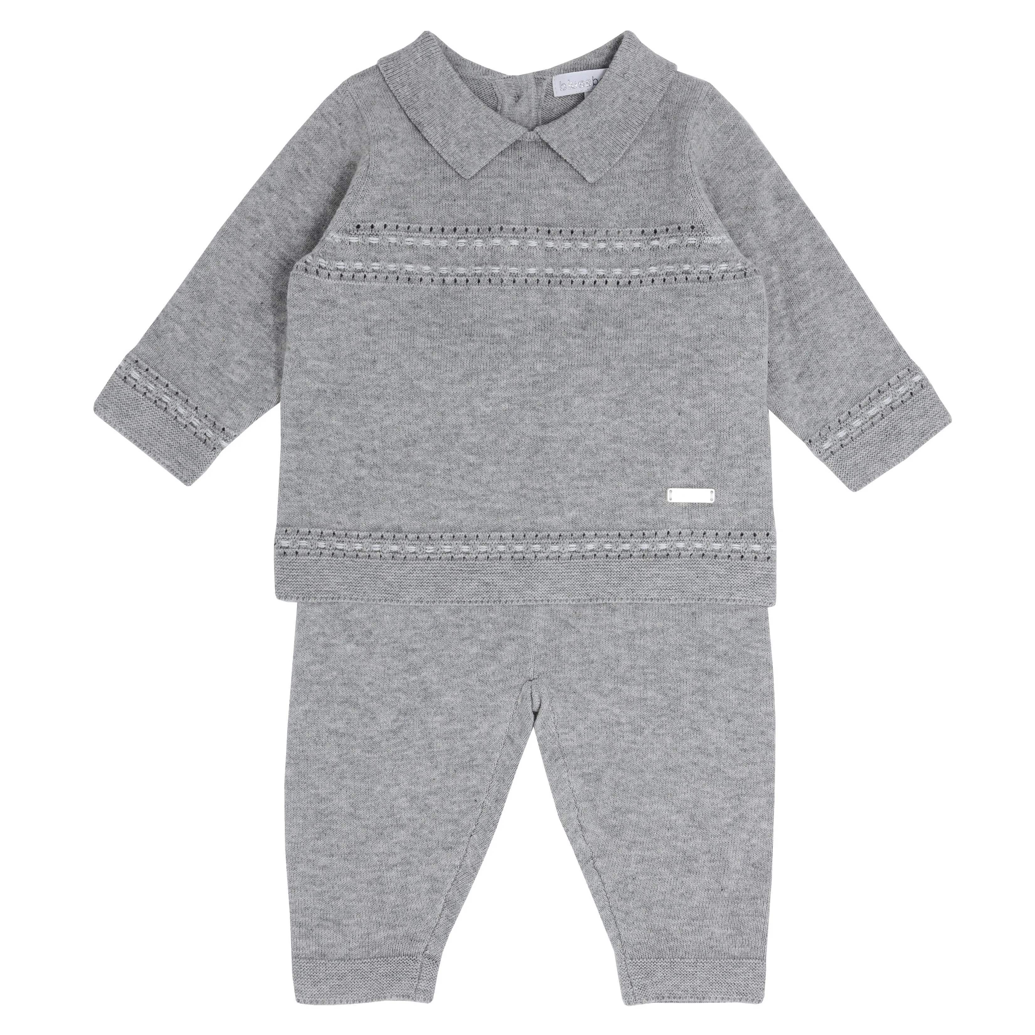 Grey Contrast Stitch Trouser Set
