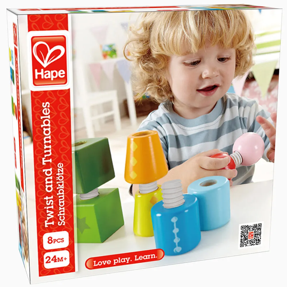 Hape Twist & Turnables - Colorful Wooden Shapes Blocks