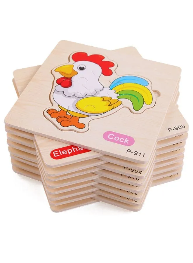 Jigsaw 3D Wooden Puzzle Toys Cartoon Animals Traffic Cards Intelligence Early Learning Toy for Children Vehicle set Train