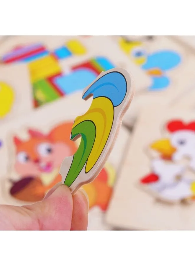 Jigsaw 3D Wooden Puzzle Toys Cartoon Animals Traffic Cards Intelligence Early Learning Toy for Children Vehicle set Train