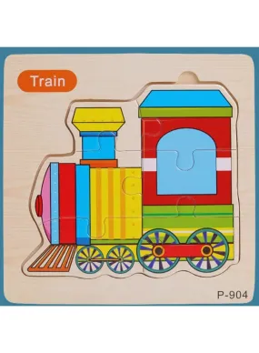 Jigsaw 3D Wooden Puzzle Toys Cartoon Animals Traffic Cards Intelligence Early Learning Toy for Children Vehicle set Train