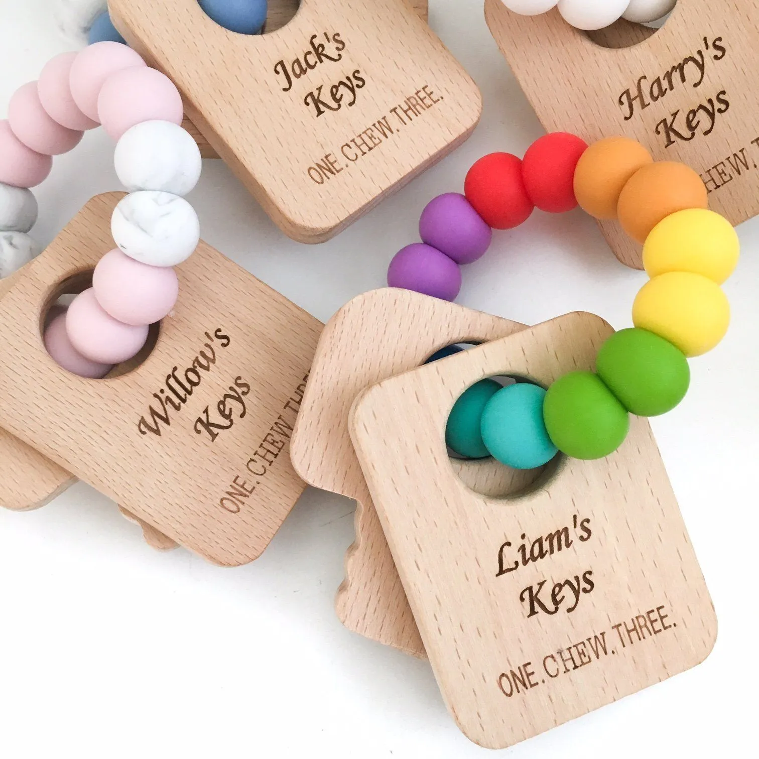 KEYS TO MY HEART Silicone and Beech Wood Teether **Sample Sale**
