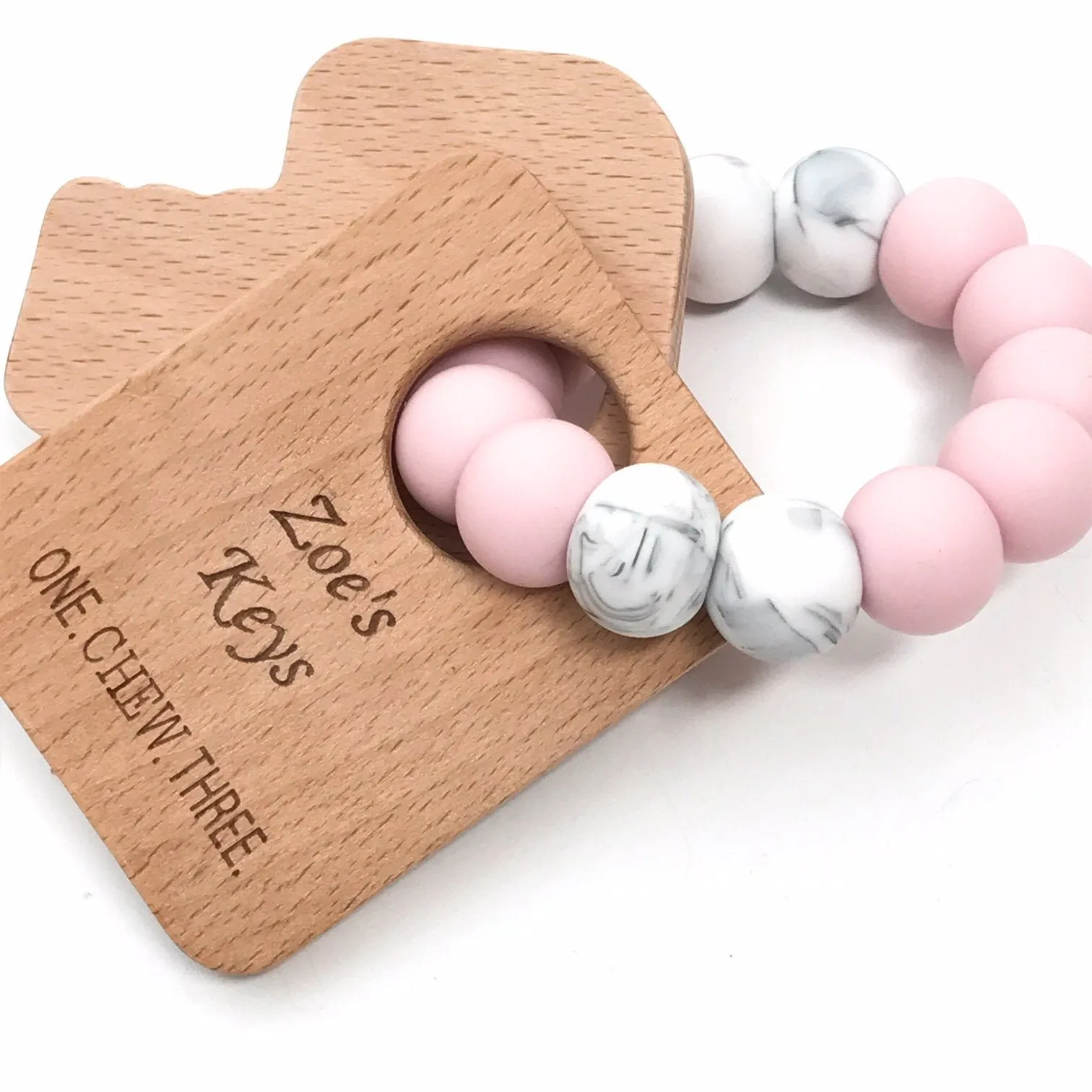 KEYS TO MY HEART Silicone and Beech Wood Teether **Sample Sale**
