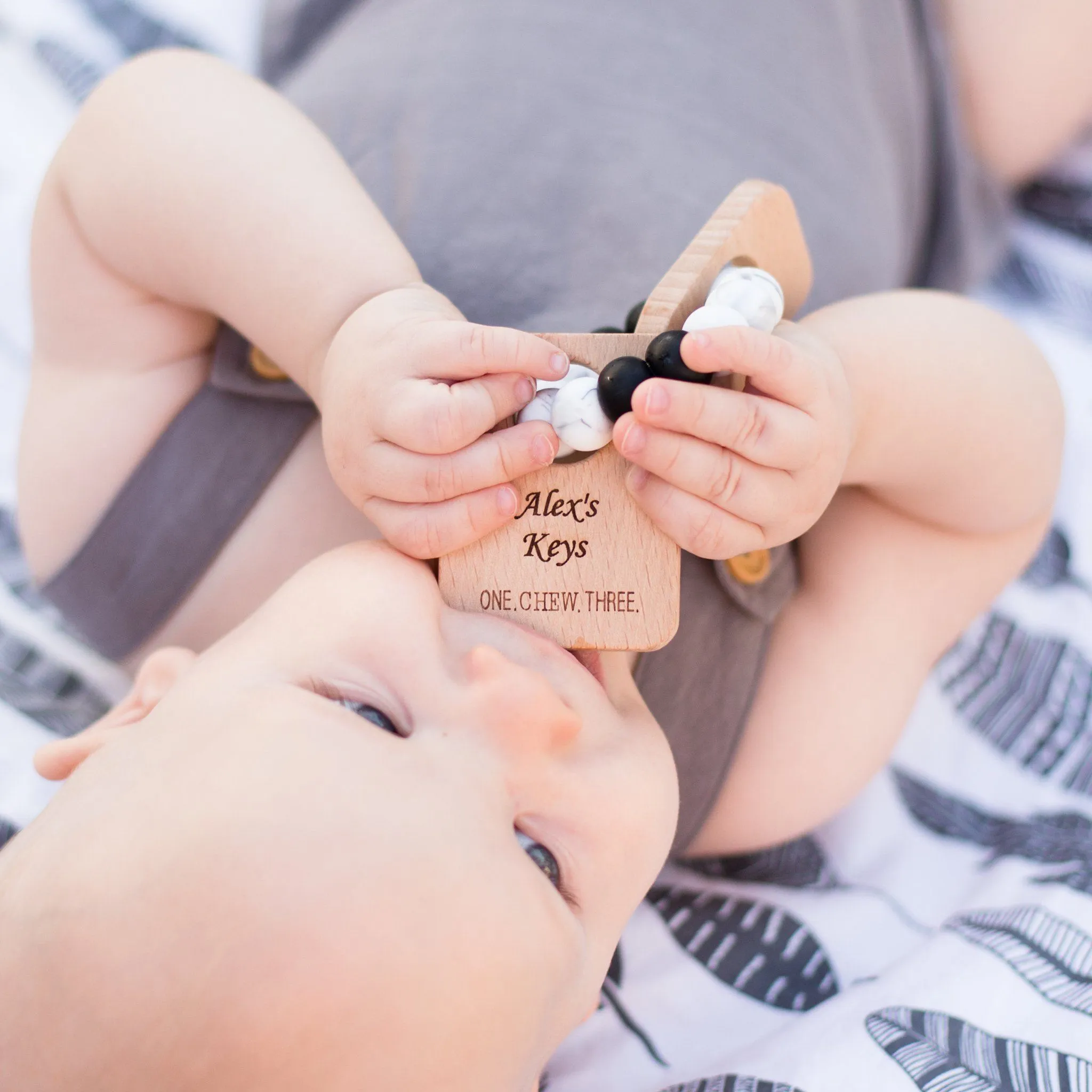KEYS TO MY HEART Silicone and Beech Wood Teether **Sample Sale**
