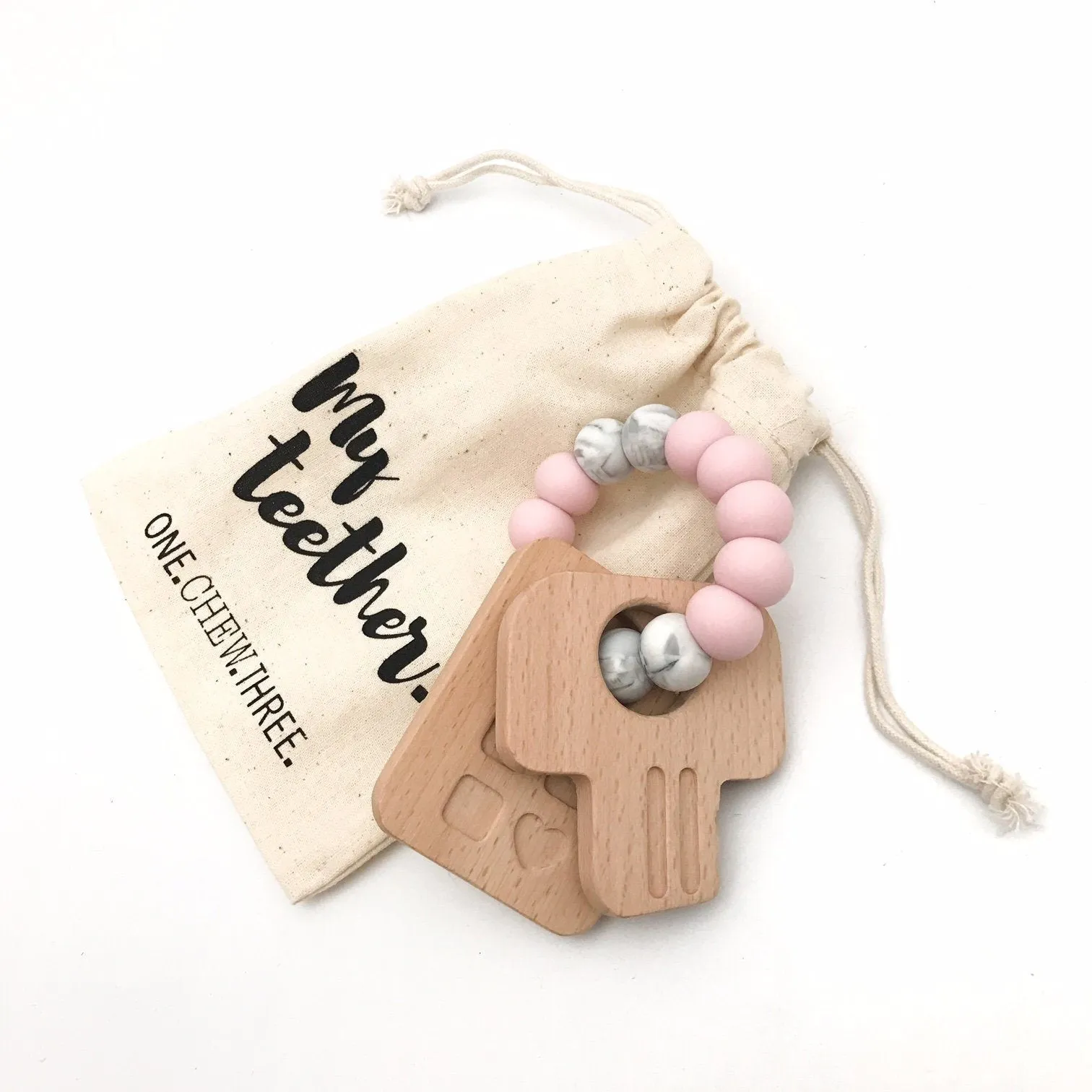 KEYS TO MY HEART Silicone and Beech Wood Teether **Sample Sale**