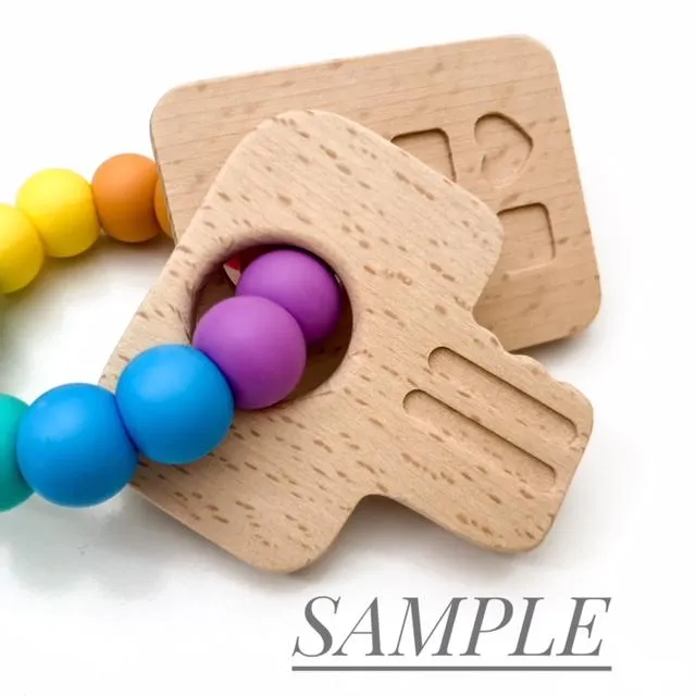 KEYS TO MY HEART Silicone and Beech Wood Teether **Sample Sale**