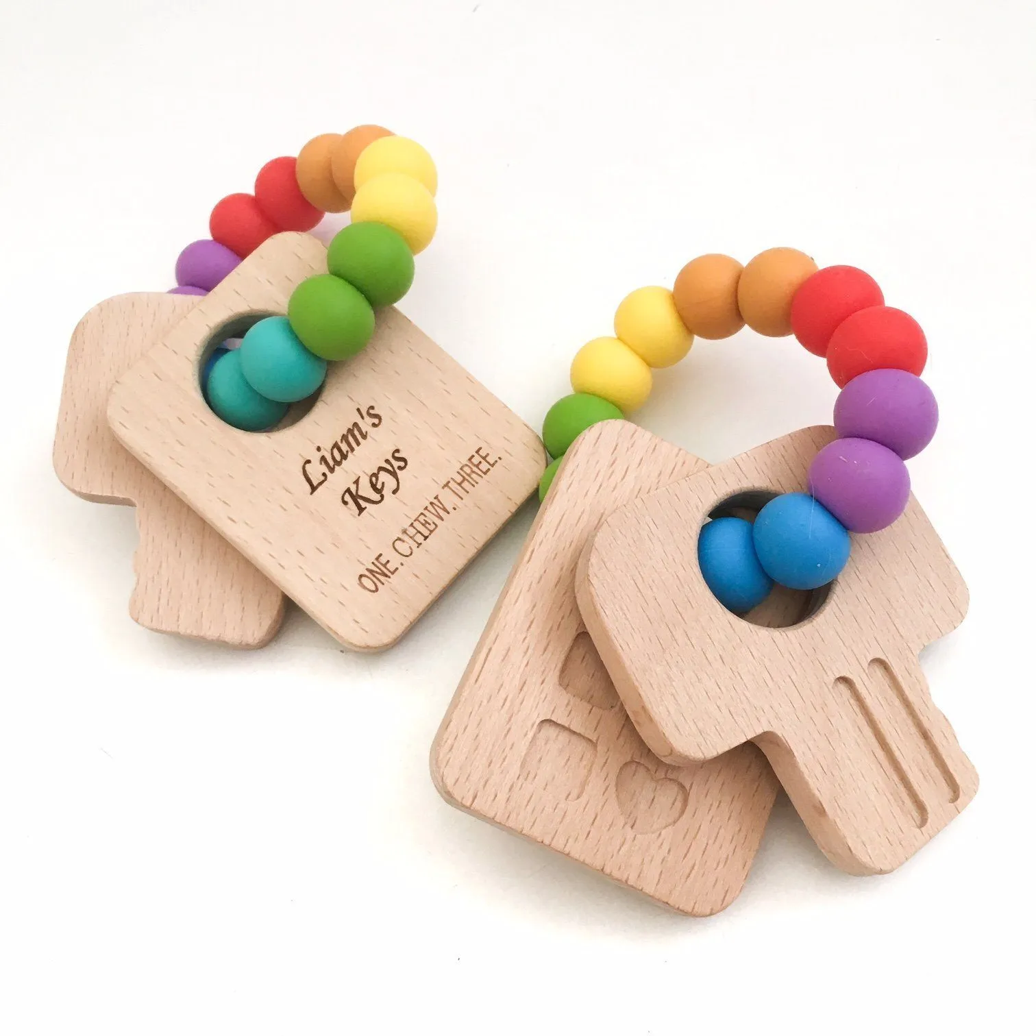 KEYS TO MY HEART Silicone and Beech Wood Teether **Sample Sale**
