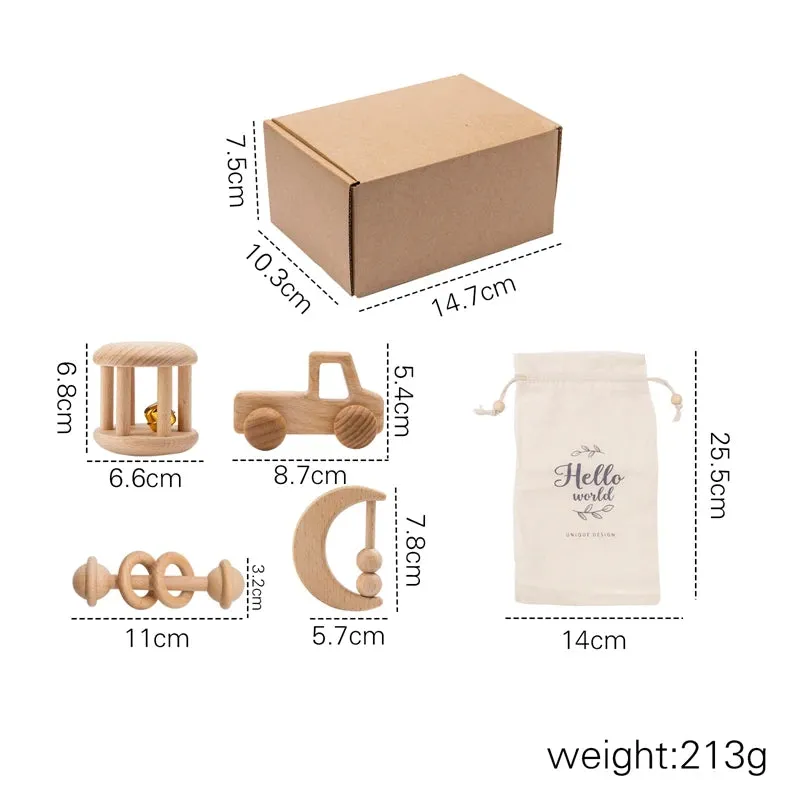 Montessori Baby Beech Wood Rattle Sets