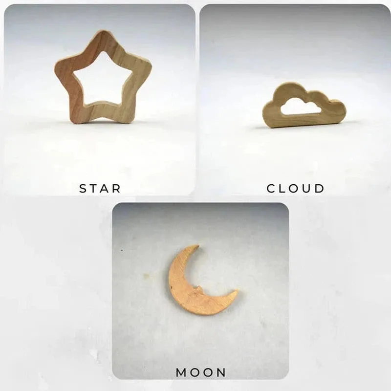 Neem Wood Teether - Star   Moon   Cloud