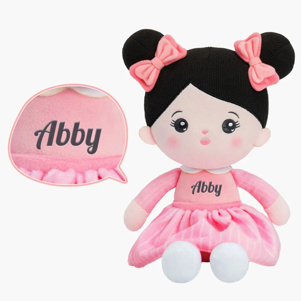 Personalized Pink Outfit & Black Hair Girl Doll   Backpack