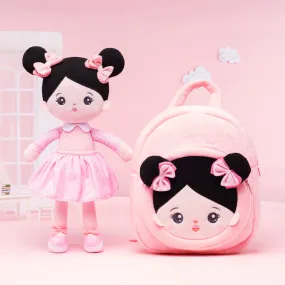 Personalized Pink Outfit & Black Hair Girl Doll   Backpack