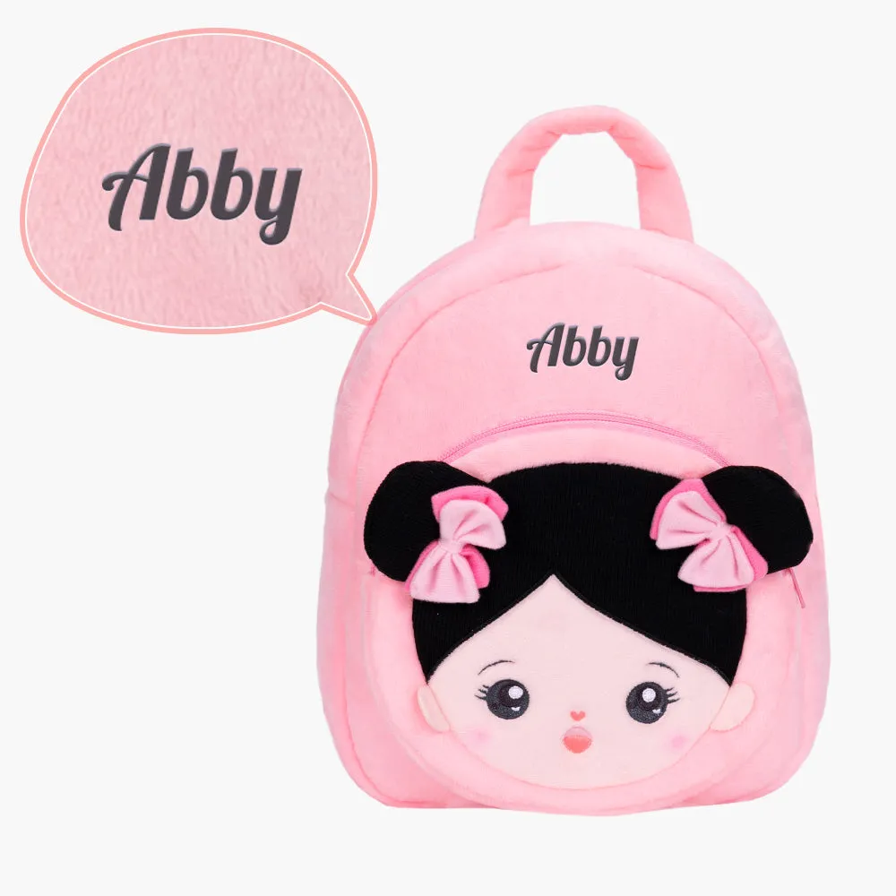 Personalized Pink Outfit & Black Hair Girl Doll   Backpack