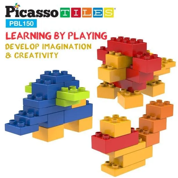 PicassoTiles 150 Piece Large Brick Building Blocks PBL150
