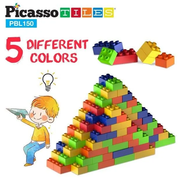 PicassoTiles 150 Piece Large Brick Building Blocks PBL150